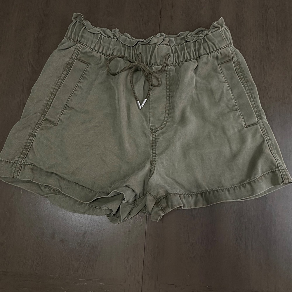 LOFT XS Petite Olive Green Lyocell Paperbag Waist Utility Shorts